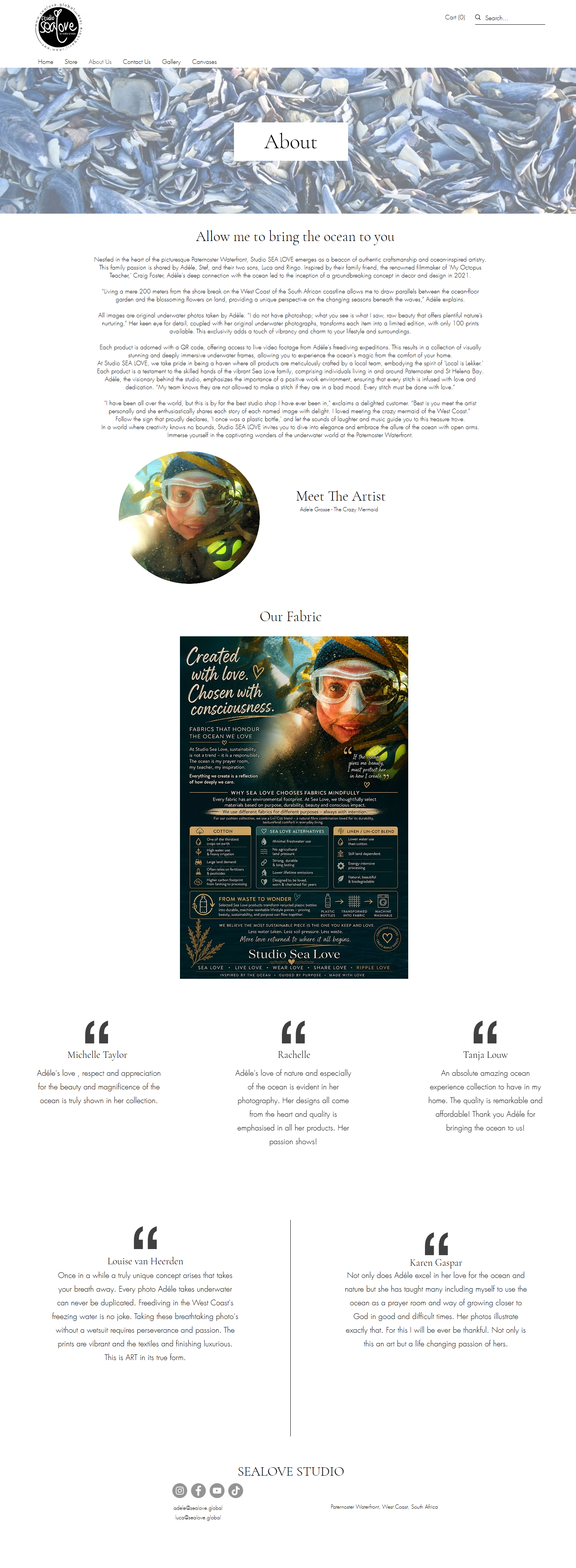 Studio Sealove website about page design